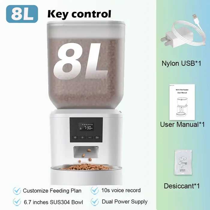 Furpipi mangeoire automatique pour chat avec caméra 1080p WiFi 8L facile à nettoyer Smartlife Tuya A