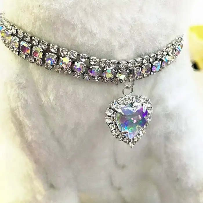 Collier pour animaux de compagnie amour goutte d'eau diamant collier pour chat chien cou bijoux exqu