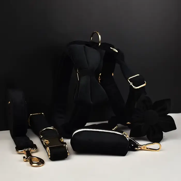Ensemble collier et laisse pour chien en velours noir, pour chiens de petite, moyenne et grande tail