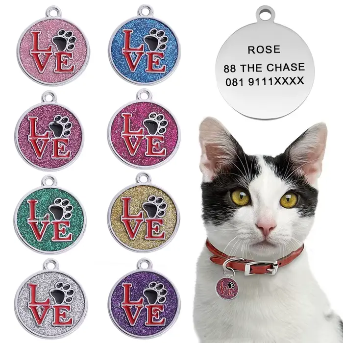 Étiquettes d'identification pour chien et chat, accessoires de décoration, étiquettes d'identificati