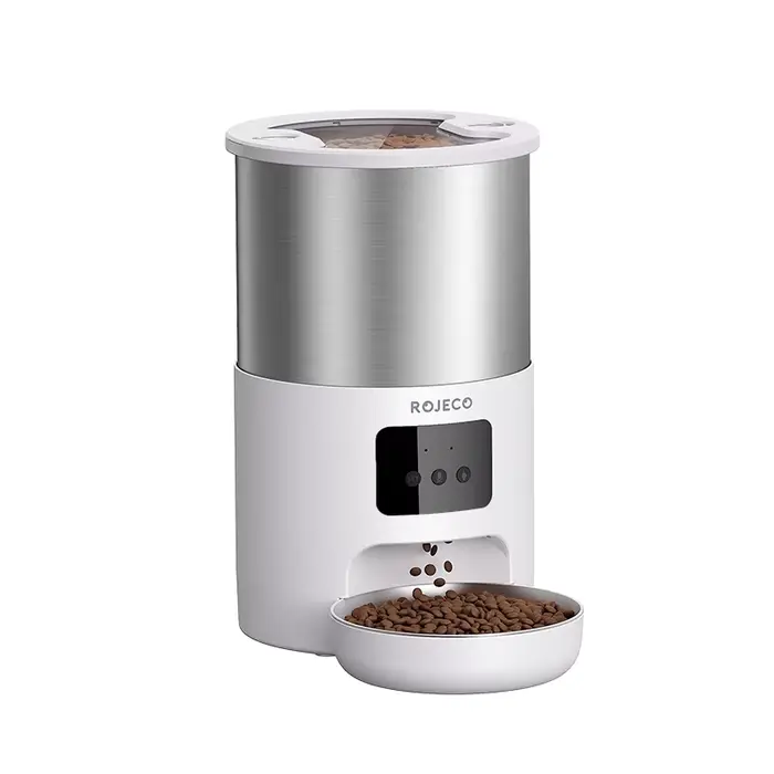 ROJECO acier inoxydable 4.5L mangeoire pour chats WiFi App télécommande enregistrement vocal distrib