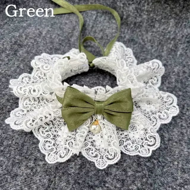 Dentelle nœud papillon collier de perles chat chien foulard animaux de compagnie chats chaton chien 