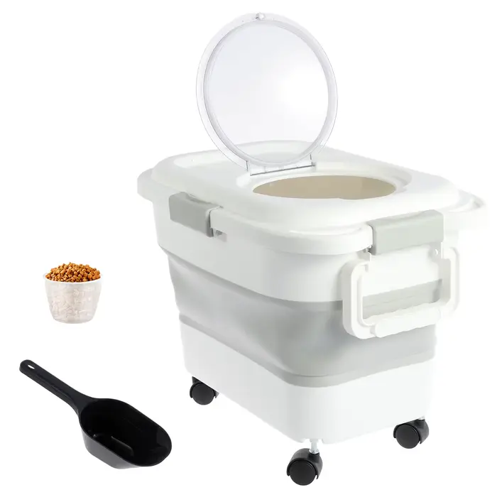 Baril de stockage de nourriture pliable pour animaux de compagnie, 15/45KG, récipient de nourriture 