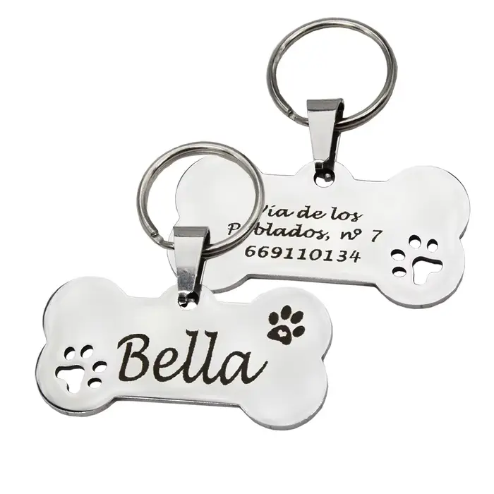Porte-clés personnalisé avec étiquette d'identification pour animaux de compagnie, gravé gratuitemen
