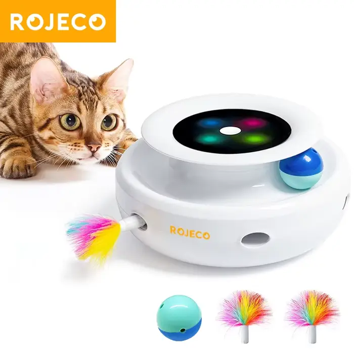 ROJECO 2 en 1 chat intelligent jouets automatique plume amusant balle jouet ensemble pour chat chien