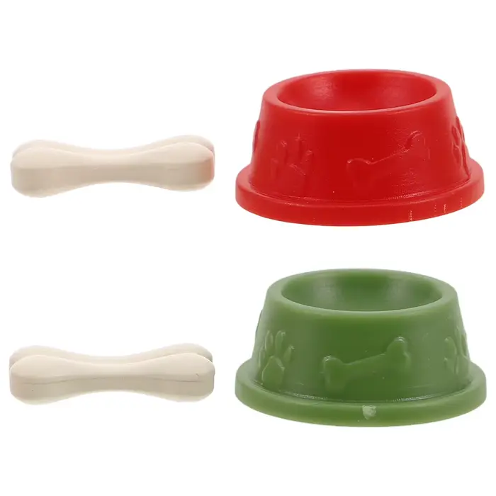 2 ensembles de mini bols à nourriture pour chiens, en forme d'os, accessoires réalistes pour l'alime
