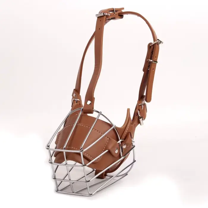 Muselière en cuir et métal pour chien