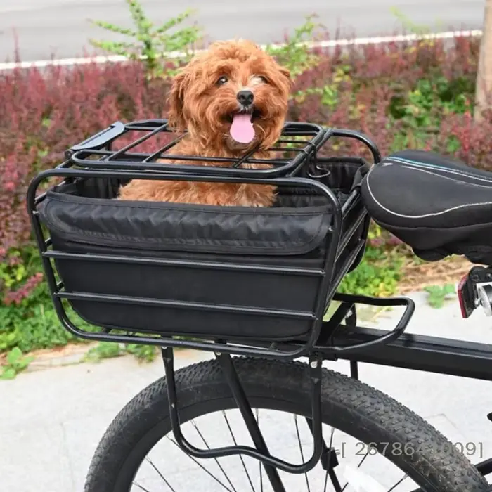⚑ Panier de vélo 2-en-1 pour chien, pour porte-bagages arrière, panier de transport pour animaux de compagnie, convient aux chiens et chats de petite et moyenne taille jusqu'à 12 lb, pour les courses 