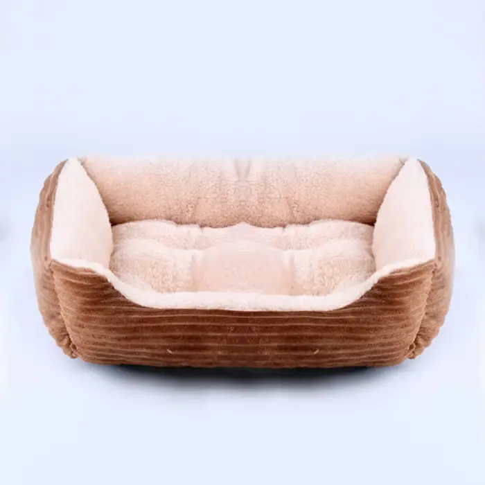 Lit pour chien et chat, niche carrée en peluche, canapé-lit pour chien de taille moyenne et petite, 