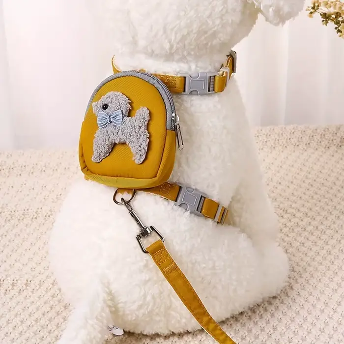 Gilet souple réglable pour animaux de compagnie avec sac à dos et laisse pour chiens de petite et mo