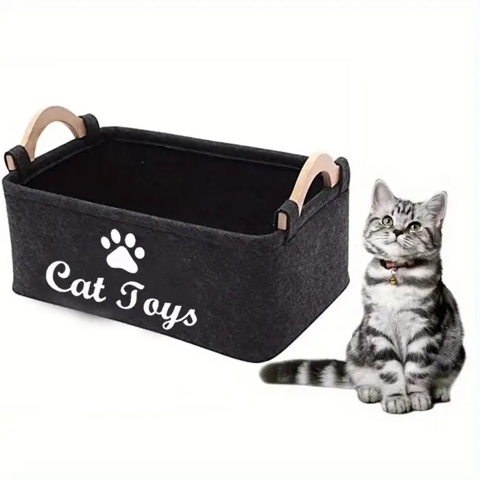 Panier de rangement élégant en feutre pour jouets d'animaux de compagnie