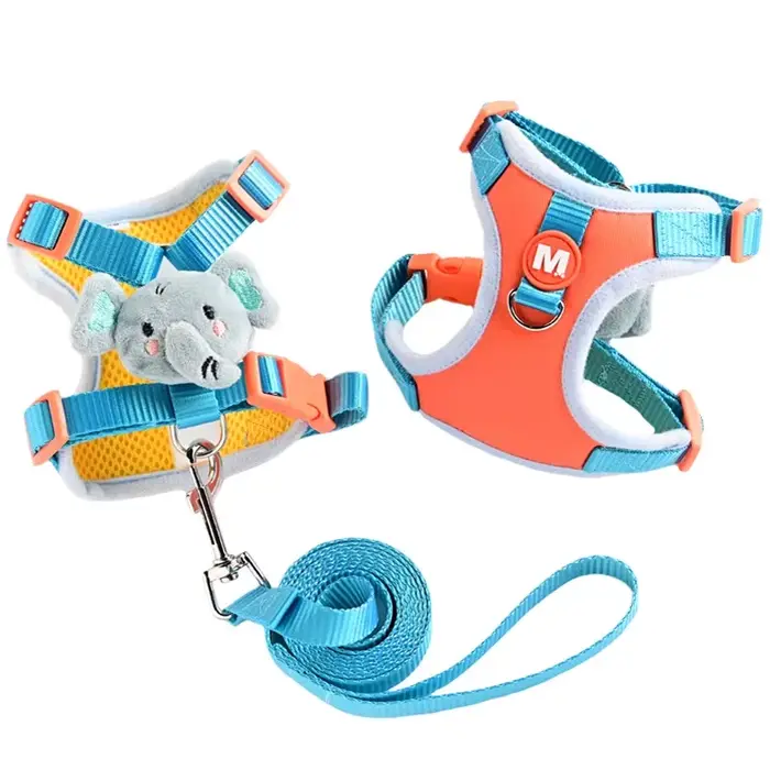 Harnais mignon pour petits chiens, éléphant, dessin animé, gilet pour animaux de compagnie, sangle d