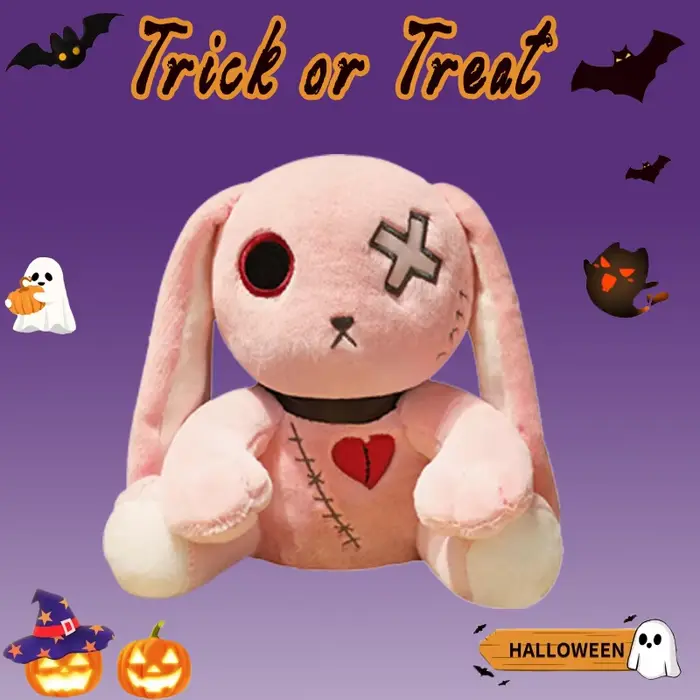 Lapin en peluche gothique effrayant, Animal en peluche, poupées folles d'horreur, jouet de fête, déc