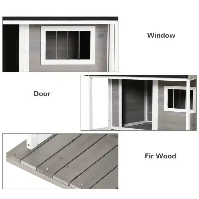 Maison pour animaux de compagnie en bois, grande maison pour chiens, chenilles d'extérieur en bois