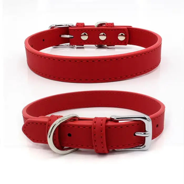 Colliers pour petits chiens en PU, 5 couleurs, réglables en alliage de Zinc, couleur unie, pour chio