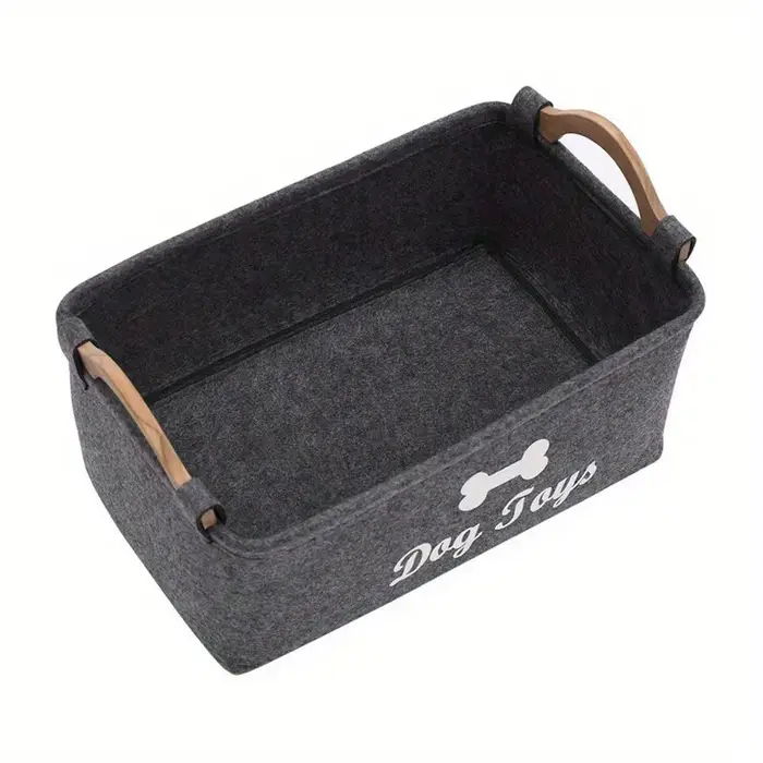 Panier à jouets pour chien en PET marron, pliable, avec poignées confortables, grand organisateur de
