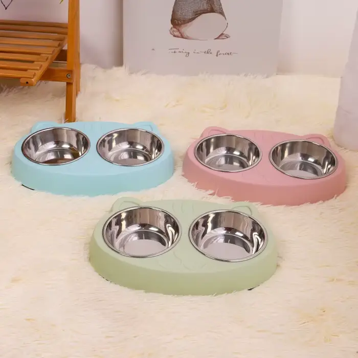 Bol double en acier inoxydable pour animaux de compagnie