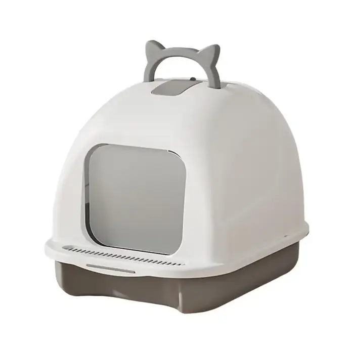 Grande bac à litière pour chat avec couvercle, bac à litière fermé pour chaton avec cuillère à litiè