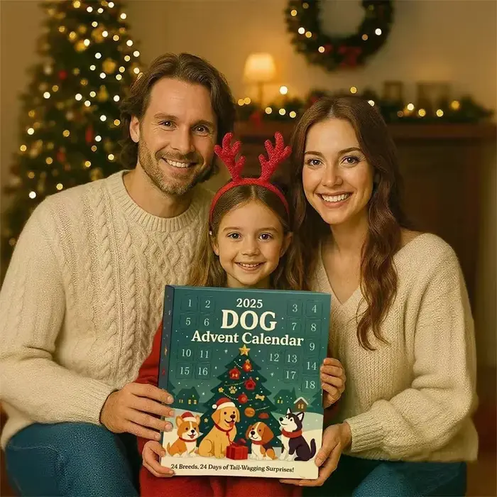 Calendrier de l'Avent pour chien, 2025 à 24 pièces, ornements de races festives 2D, calendrier de l'