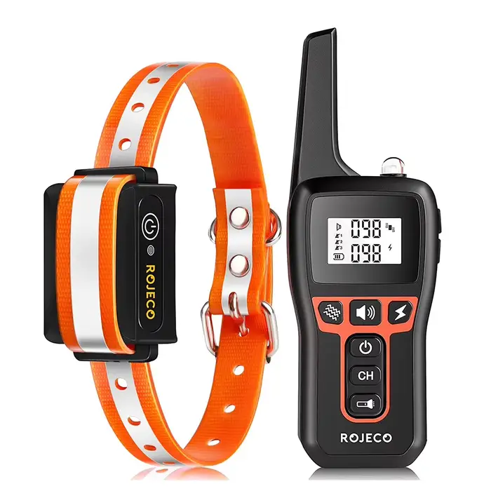 ROJECO 1000m Electric Dog Training Collar Light Waterproof Rechargeable Pet Anti Bark Control Collar