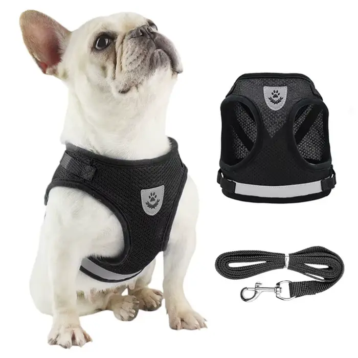 Laisse pour animaux de compagnie maillot de corps harnais maille respirant réglable contrôle facile 