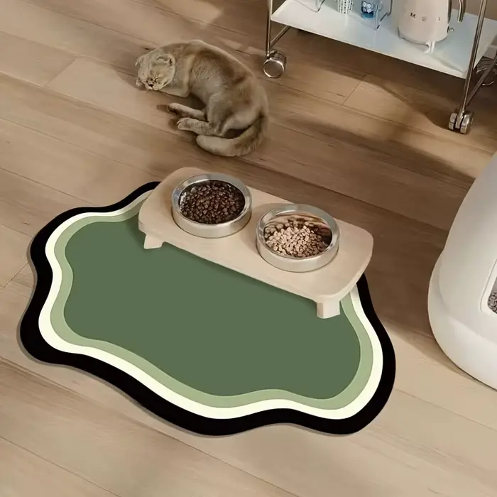 Tapis d'alimentation absorbant pour animaux de compagnie, napperon pour animaux de compagnie à séchage rapide pour chats et chiens, tapis d'alimentation antidérapant pour chat, fournitures pour animau