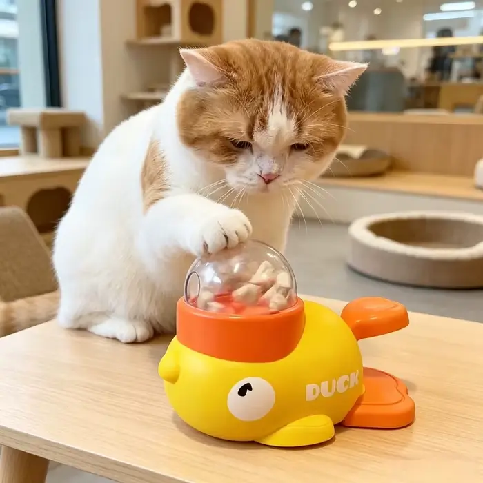 Jouet interactif pour animaux de compagnie en forme de canard, distributeur de nourriture anti-dérapant pour chiots, chiens et chats
