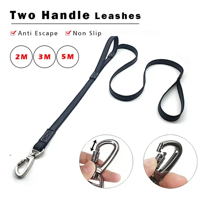 Laisse pour gros chien 2M 3M 5M Anti-évasion double poignées sangles pour animaux de compagnie 1.6M corde en caoutchouc